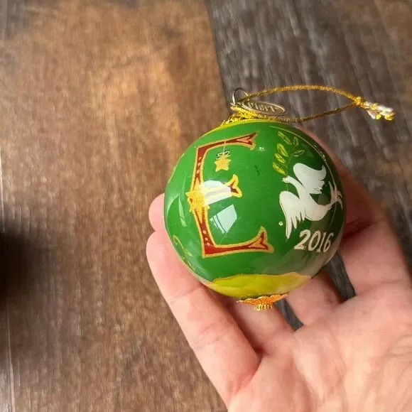 Pier 1 imports Li Bien green peace bulb Christmas‎ ornament 2016 glass - Picture 5 of 10